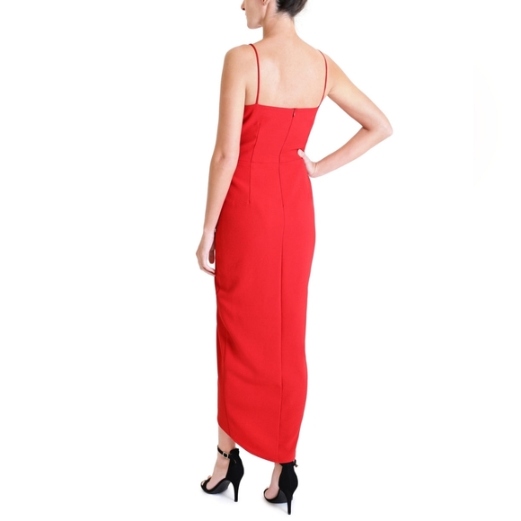 NWT - Julia Jordan Crepe Red Spaghetti Strap Tulip Hem Gown - Size 16 - Picture 13 of 14